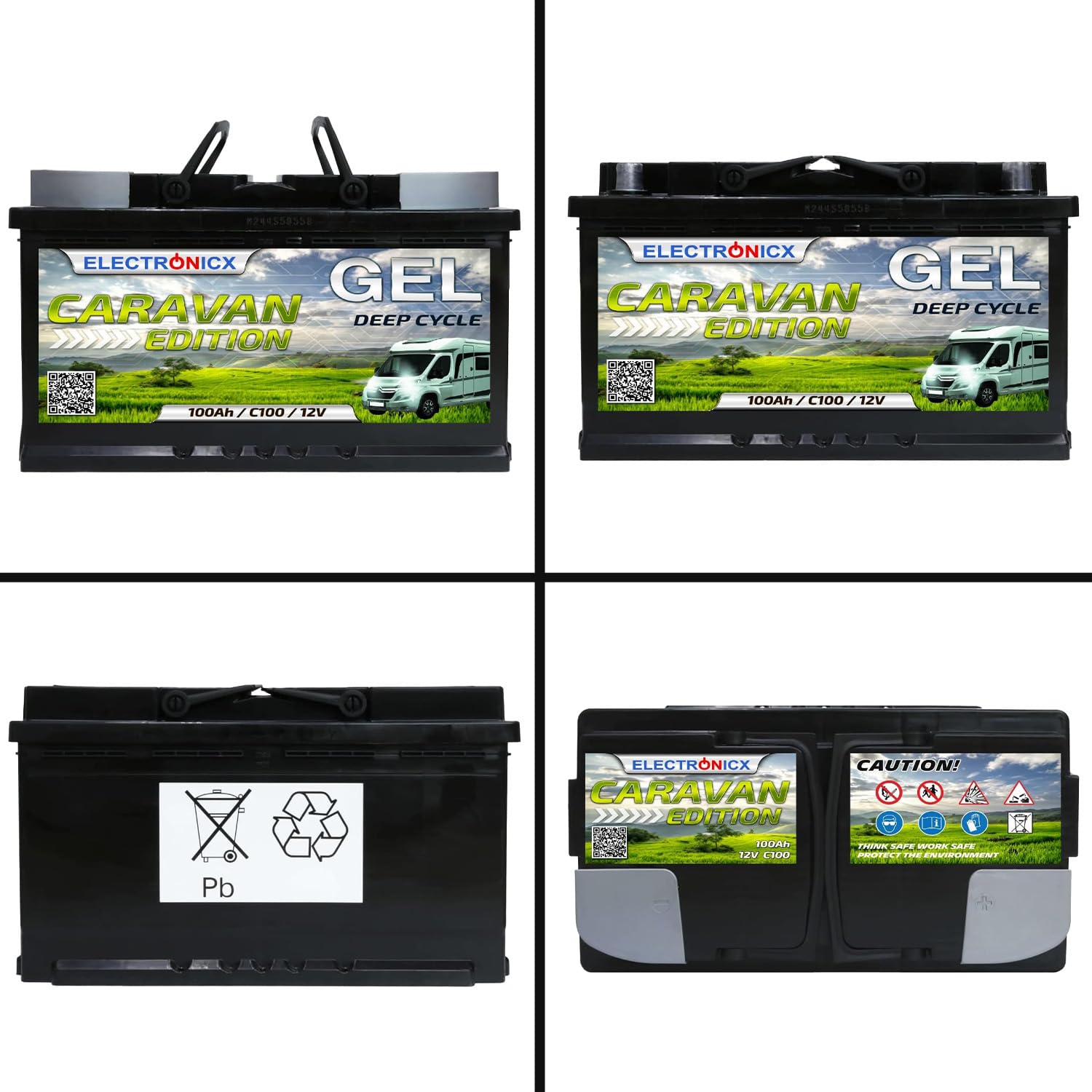 Batteria GEL 12V 100Ah Ciclo Profondo – Batteria Senza Manutenzione per Camper, Caravan, Barca, Casetta da Giardino, Sistemi Solari Off-Grid – Electronicx Caravan Edition