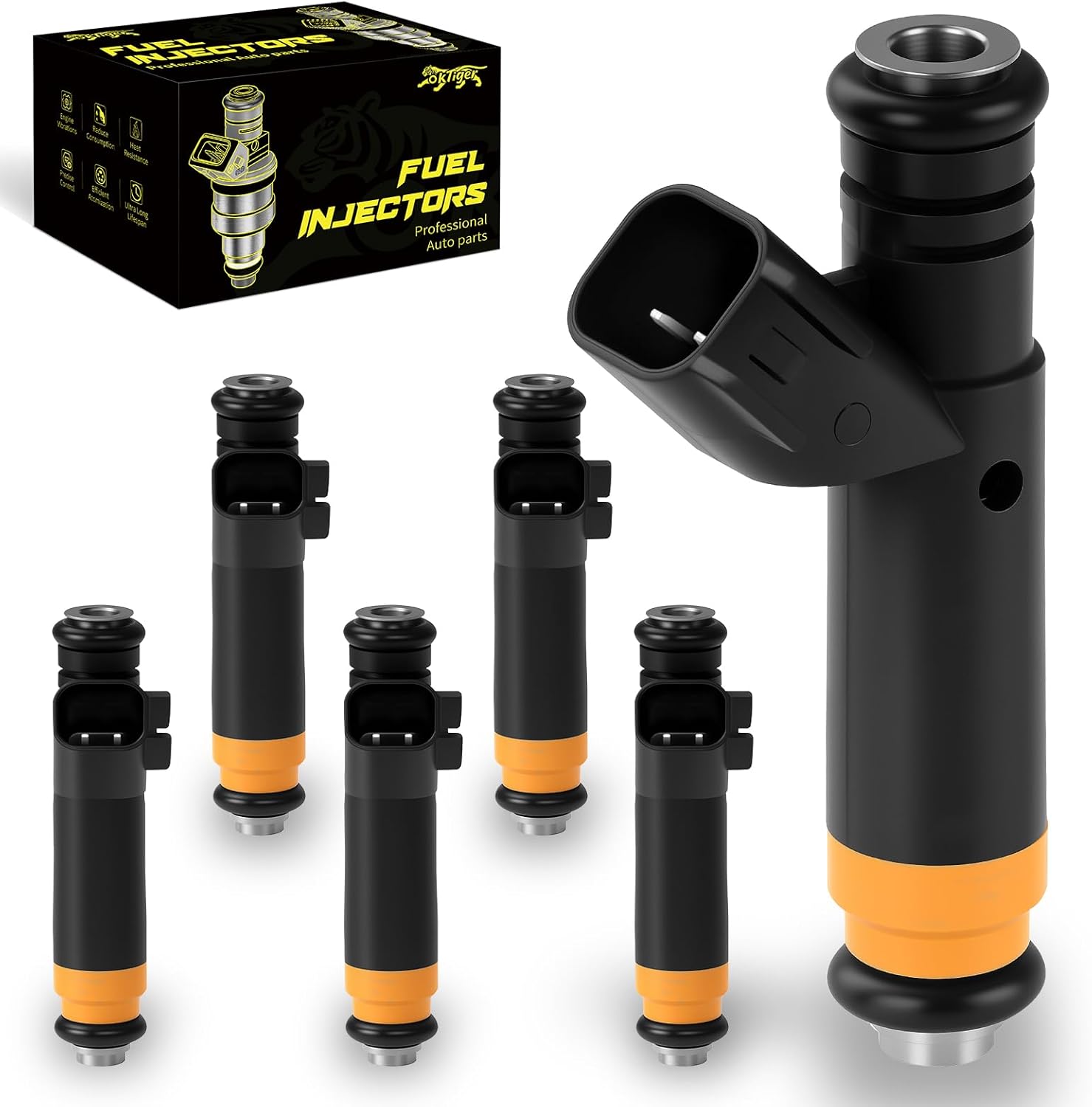 Oktiger FJ460 Set of 6 Fuel Injector for Ford F150 1999-2003, F150 Heritage 2004, E150/E150 Club Wagon/E250 2003, E150 Econoline/E150 Econoline Club Wagon 1999-2002, 4.2L, V6, OE # YR3E-A6A, 8001467N