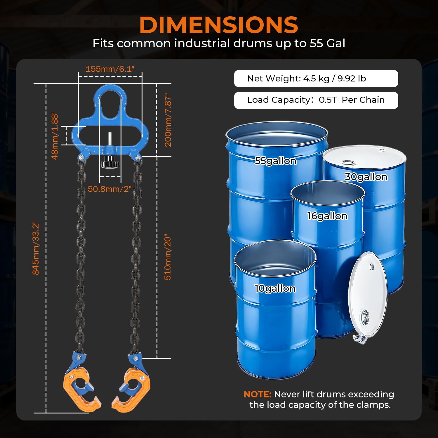 BEAMNOVA Drum Lifter - 1 Ton Lifting Capacity -7