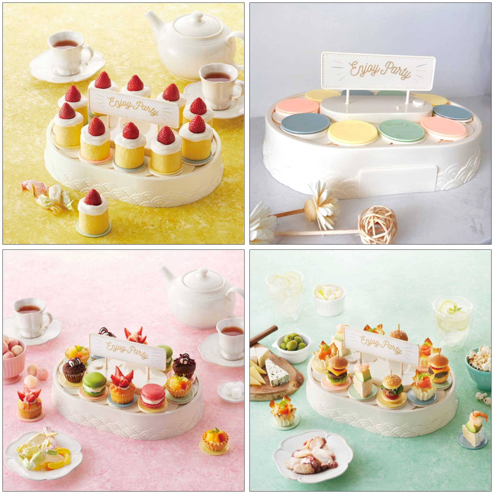 Juego de 11 Piezas para Soporte de Pasteles con Base Giratoria, Soporte para Cupcakes, Bandeja Y Espacio de Almacenamiento para Una Presentación,
