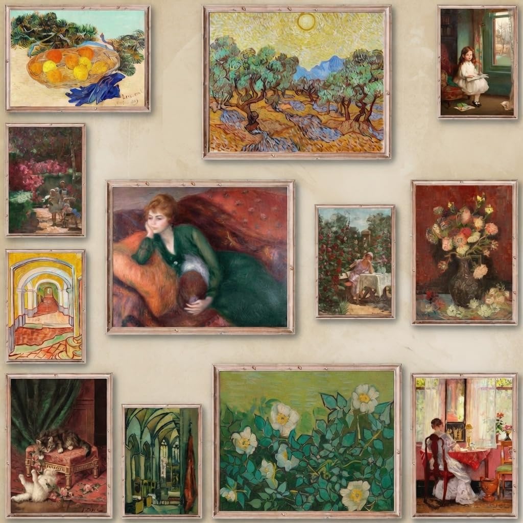 MAZUKO 12 Pcs Unframed Classic Museum Fine Art - Eclectic Gallery Decor