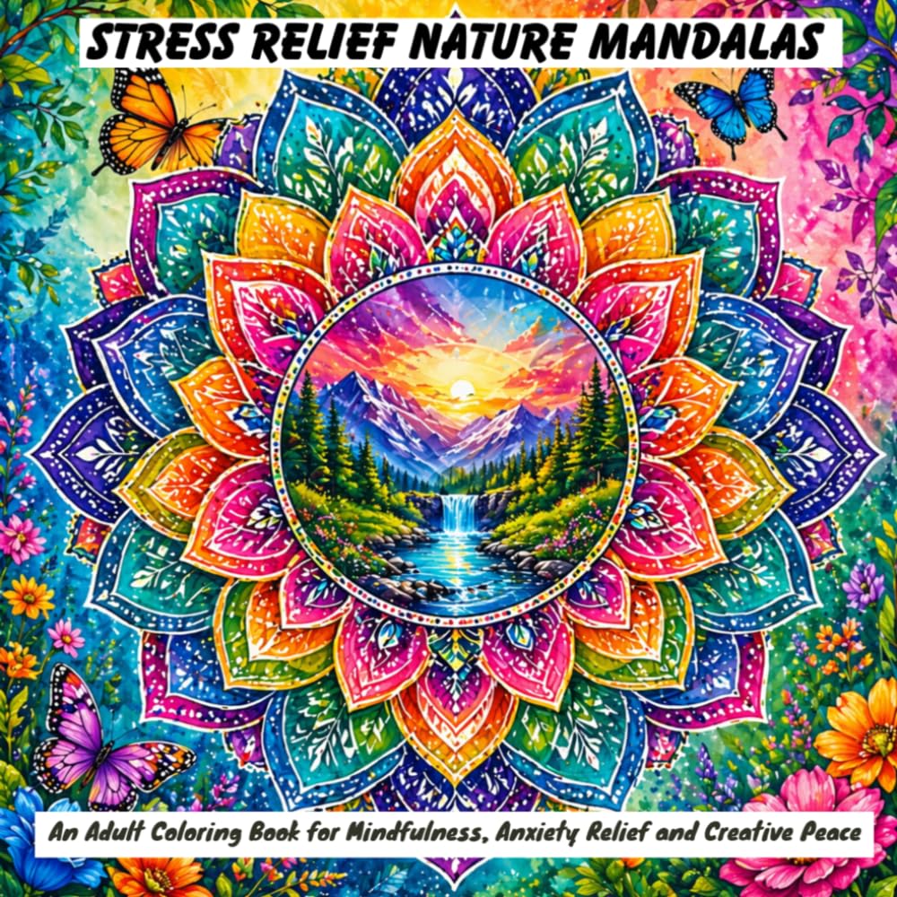 Stress Relief Nature Mandalas: An Adult Coloring Book for Mindfulness, Anxiety Relief and Creative Peace