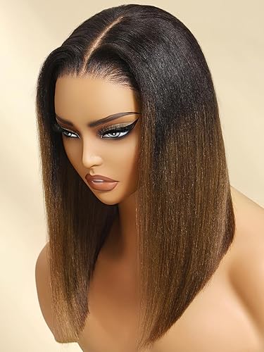Miniatura 4 de UNICE Pre Everyting - Peluca frontal sin pegamento, peluca corta estilo Bob de 13 x 4 pulgadas, precortada con encaje frontal, pelucas de cabello