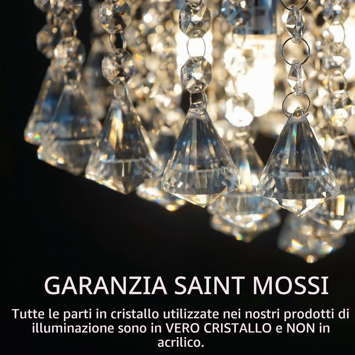 SAINT MOSSI Lampadario Classico in Cristallo Lampadari Moderni Lampadario da Soffitto Lampadario Cristallo Moderno Lampada Plafoniera 3 X 40W E12 / E14 non incluse [Classe di efficienza energetica A++