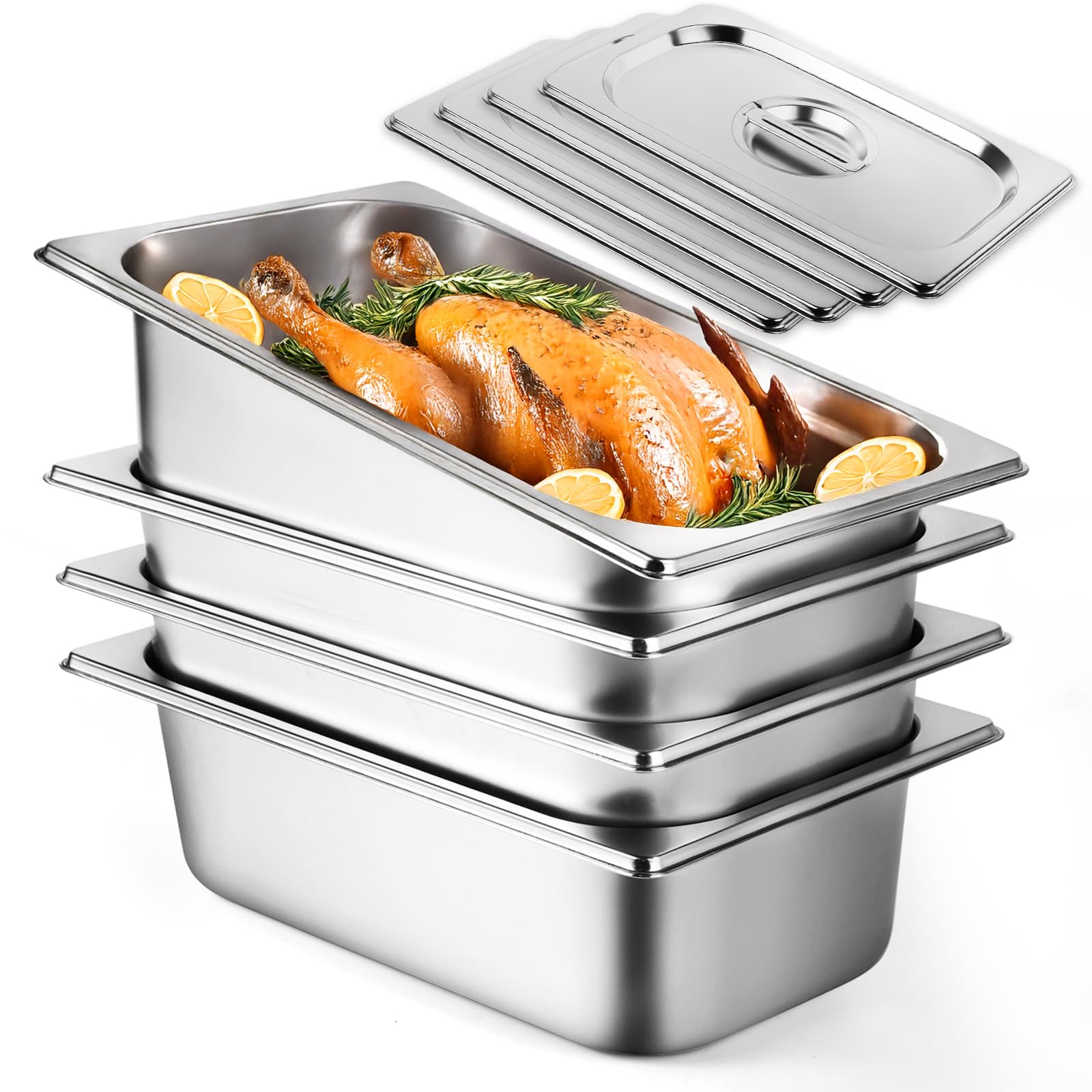 West Bay 4 Pack 1/3 Hotel Pan with Lids