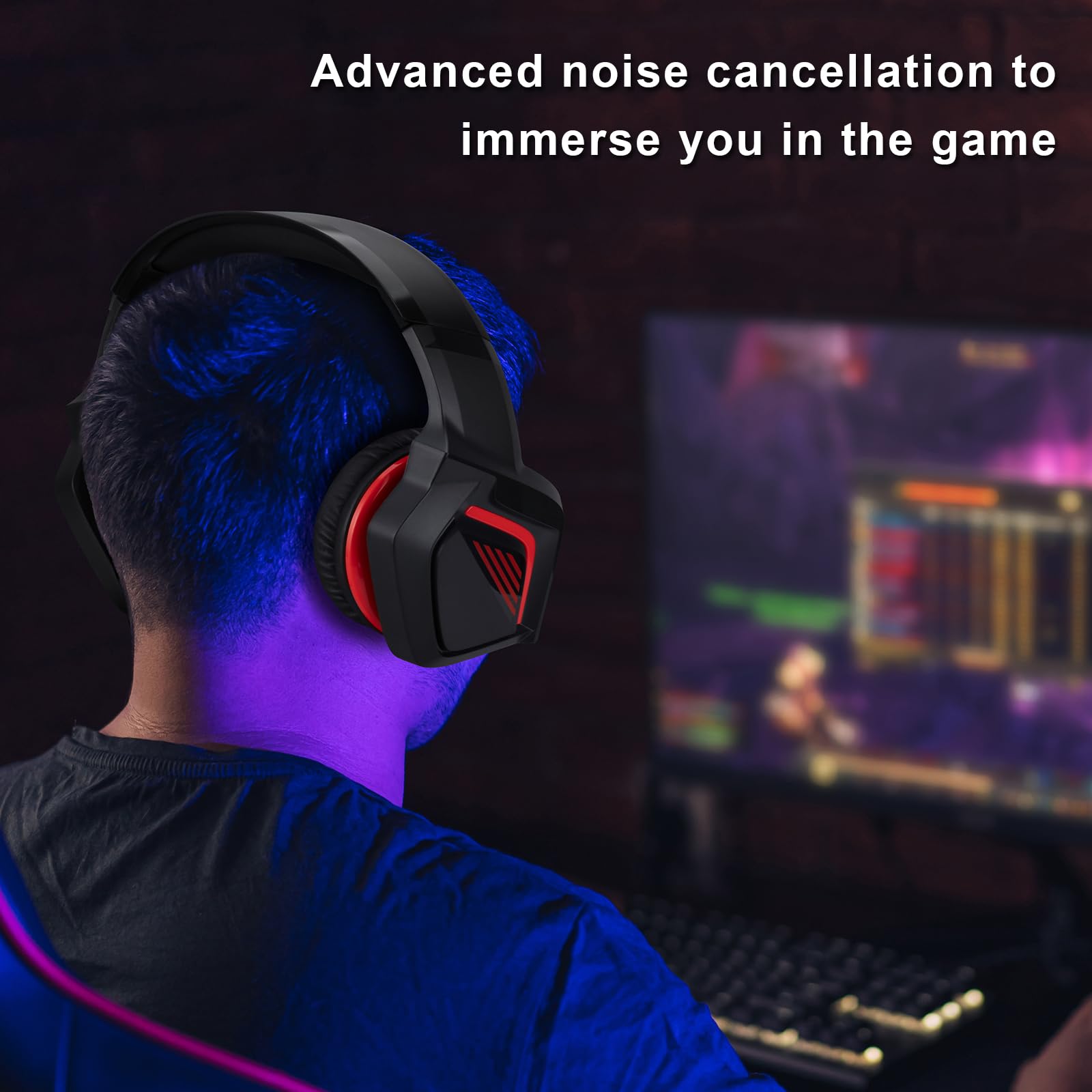 Auriculares estéreo con cable para juegos para PS4, PS5, nuevo controlador Xbox One, PSP, PC, laptop, tablet, auriculares sobre la oreja con puerto de 3.5 mm con micrófono, envolvente de