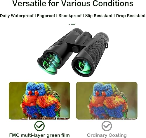 Miniatura 5 de AiScrofa Prismáticos de lentes HD de 12 x 42 pulgadas para adultos de alta potencia con adaptador de teléfono, trípode y adaptador de trípode,