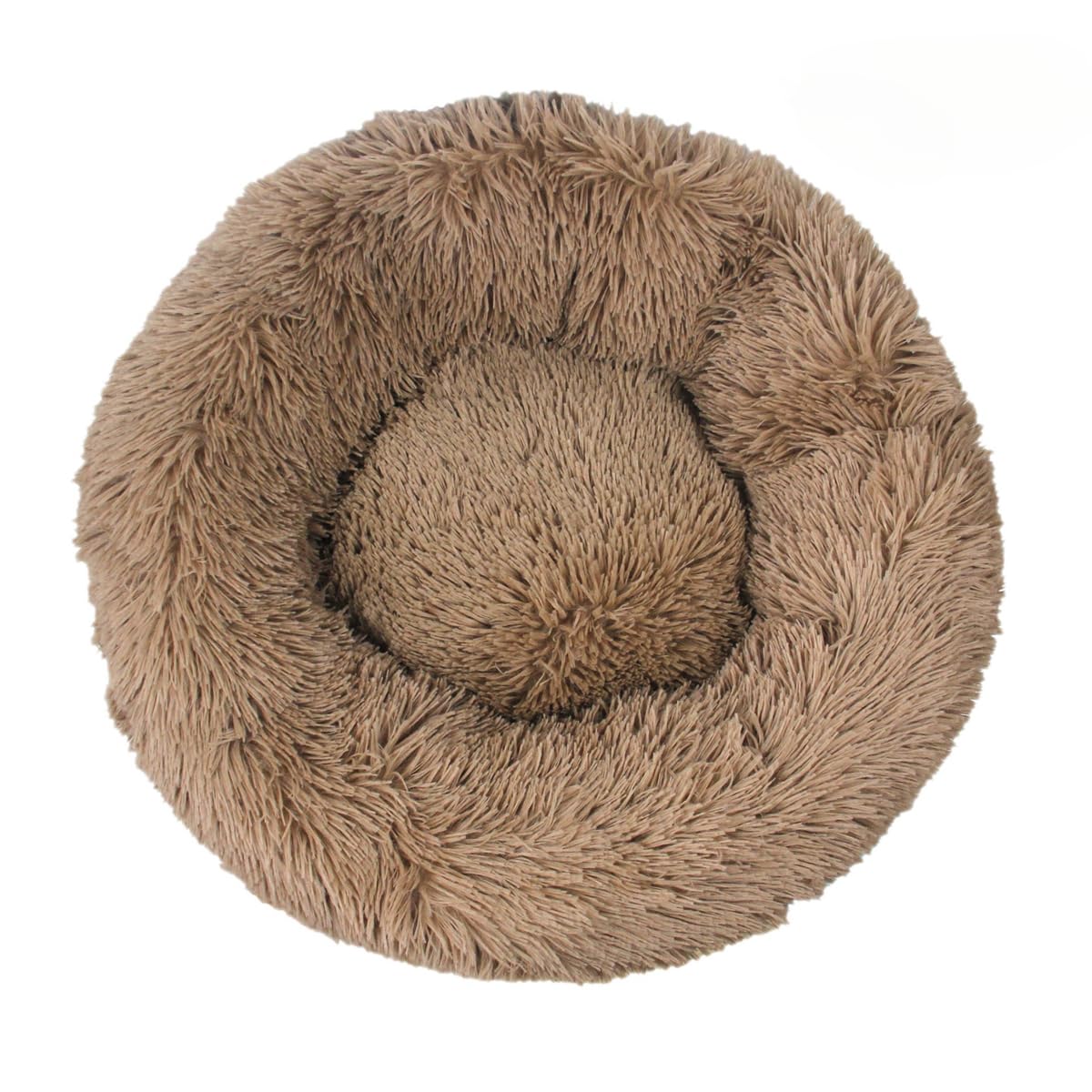 Xisnuient Dog Cat Donut Bed Soft Comfy Plush Puppy Kitten Cuddler Round Bed Anti-Slip Bottom Orthopedic Dog Beds Gift for Small Dogs and Cats (120cm,Brown)