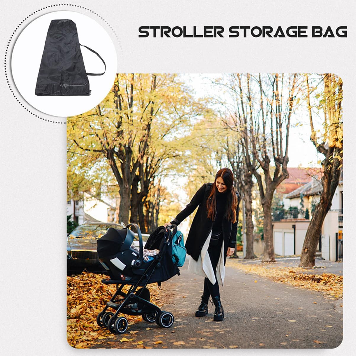2pcs Stroller Cover for Airplane Travel Drawstring Closure Comfortable Double Straps Protects Stroller from Dirt and Damage