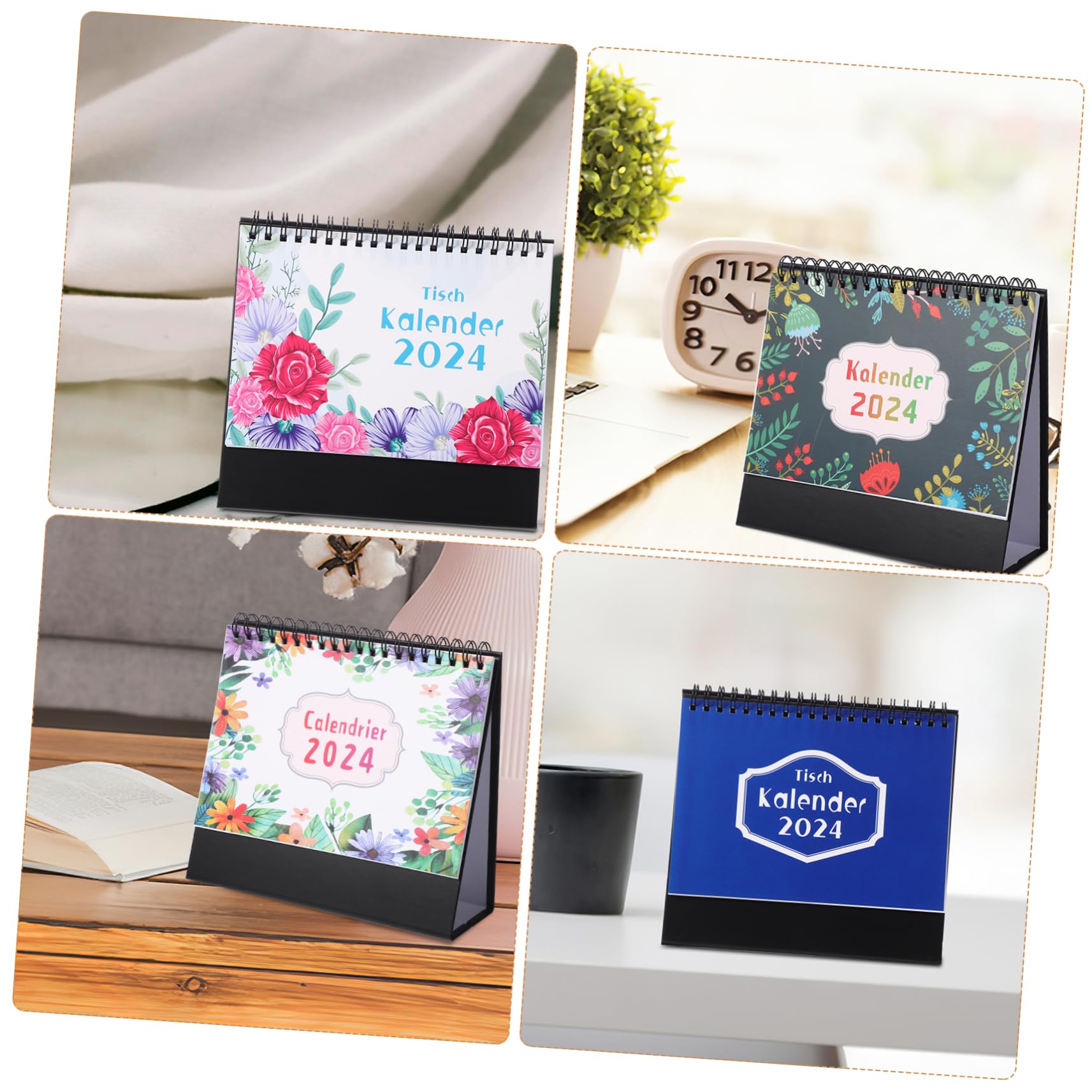 Calendario Da Tavolo Tedesco 2024 Set Da 4 Pezzi Decorazione Da Scrivania Planner Rilegatura A Spirale Accessorio Da Ufficio Per Ufficio E Casa