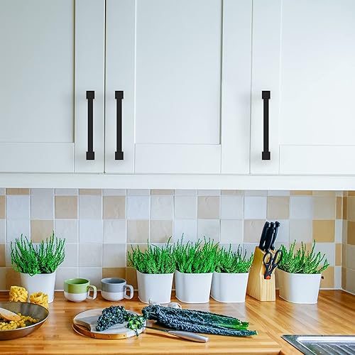 Miniatura 4 de Asidrama Paquete de 10 tiradores de gabinete negro mate de 5 pulgadas (5.039 in) manijas de gabinete, manijas de armario, accesorios de gabinete de