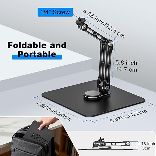 Miniatura 2 de Escritorio con soporte para micrófono, soporte de micrófono de escritorio giratorio de 360, carga máxima de 4.4 libras, soporte de escritorio de