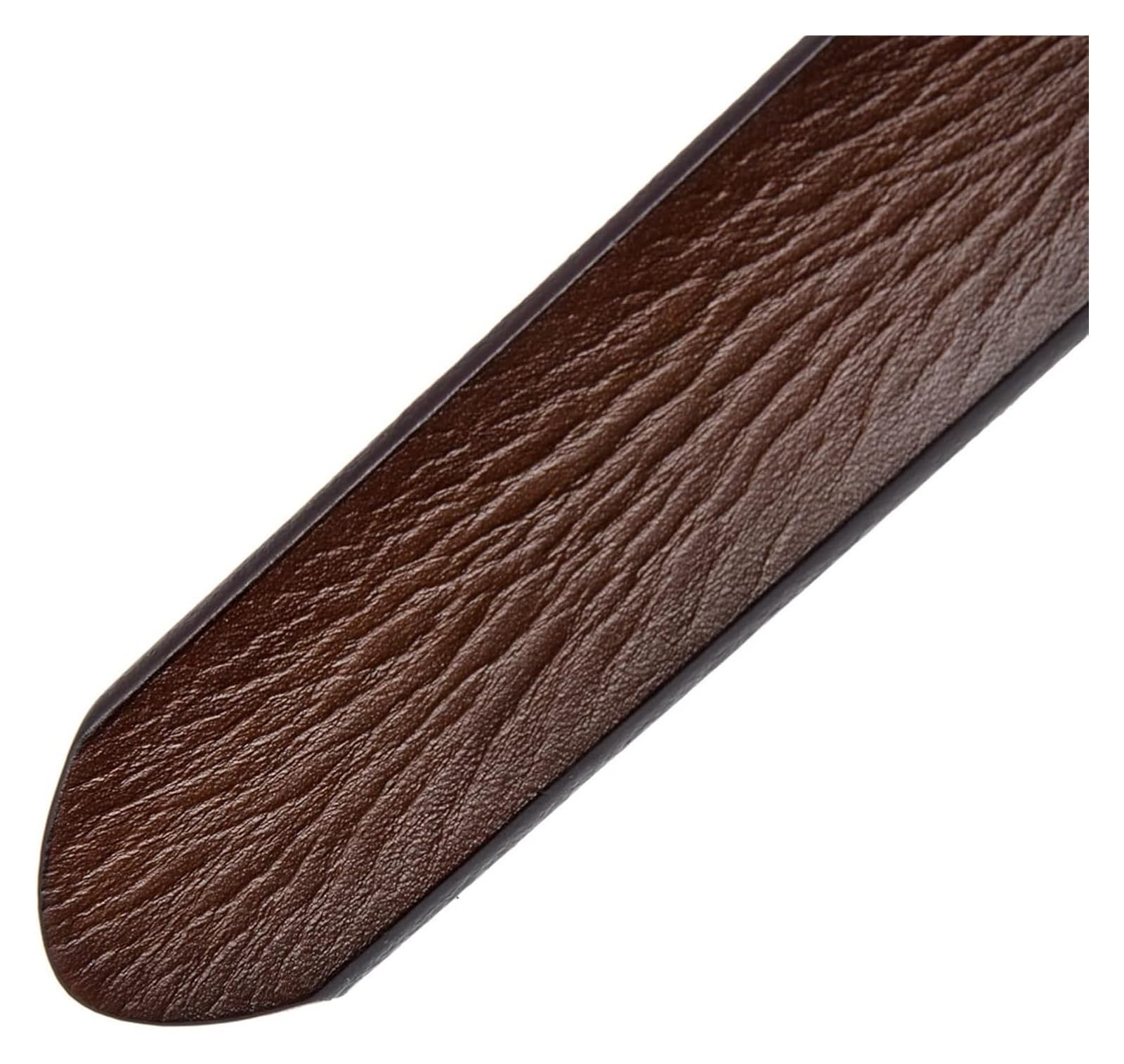 Cinturón ajustable de cuero genuino, Cinturón de cuero for hombre con hebilla antirrayas Pretina delgada de cuero ajustable ancha for jeans, pantalones, pantalones casuales de negocios(Brown,Length 12