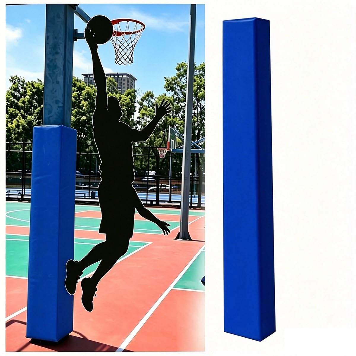 Bananaww Square Basketball Pole Padding Wrap, 2.5 cm Thick High-Density Foam Anti-Collision Post Protector, Heavy Duty Outdoor Indoor Column Safety Pad for Gym, Garage, Sports Court