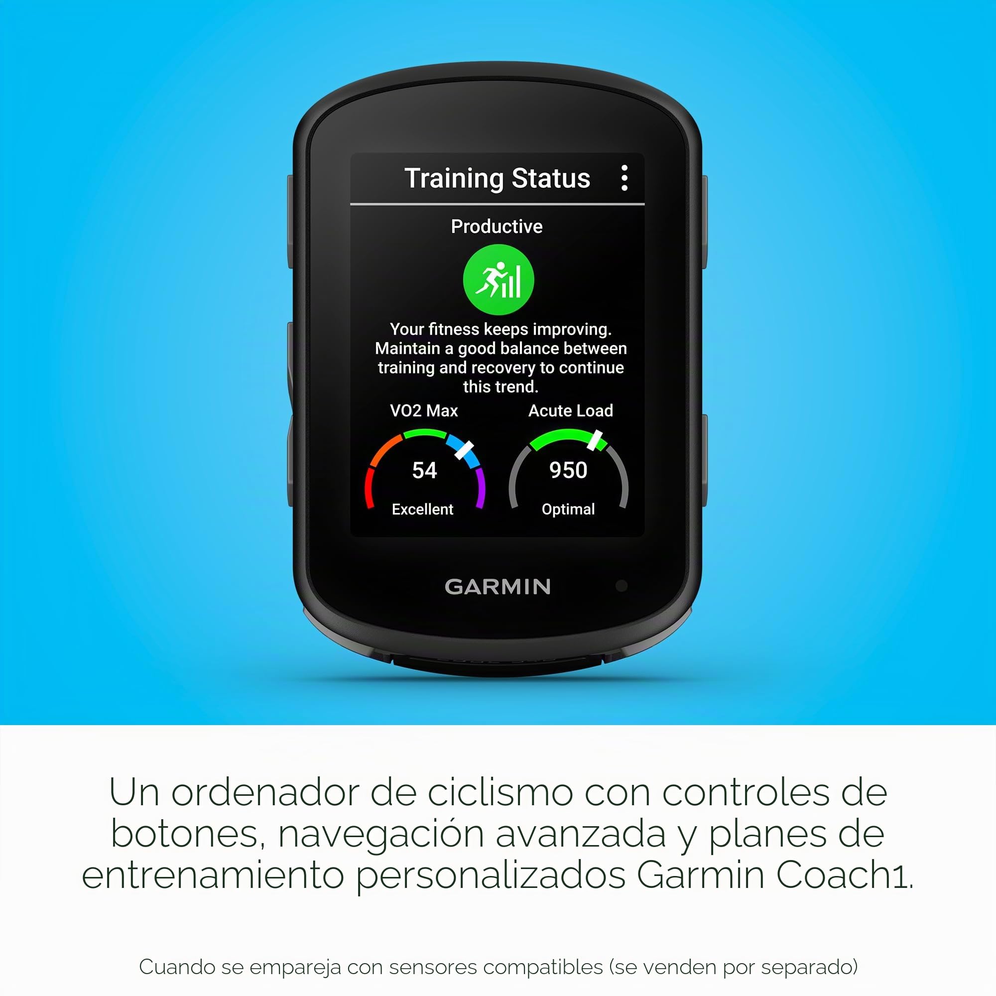 Garmin Edge 540 Solar - Ordenador de ciclismo GPS con carga solar y controles de botón