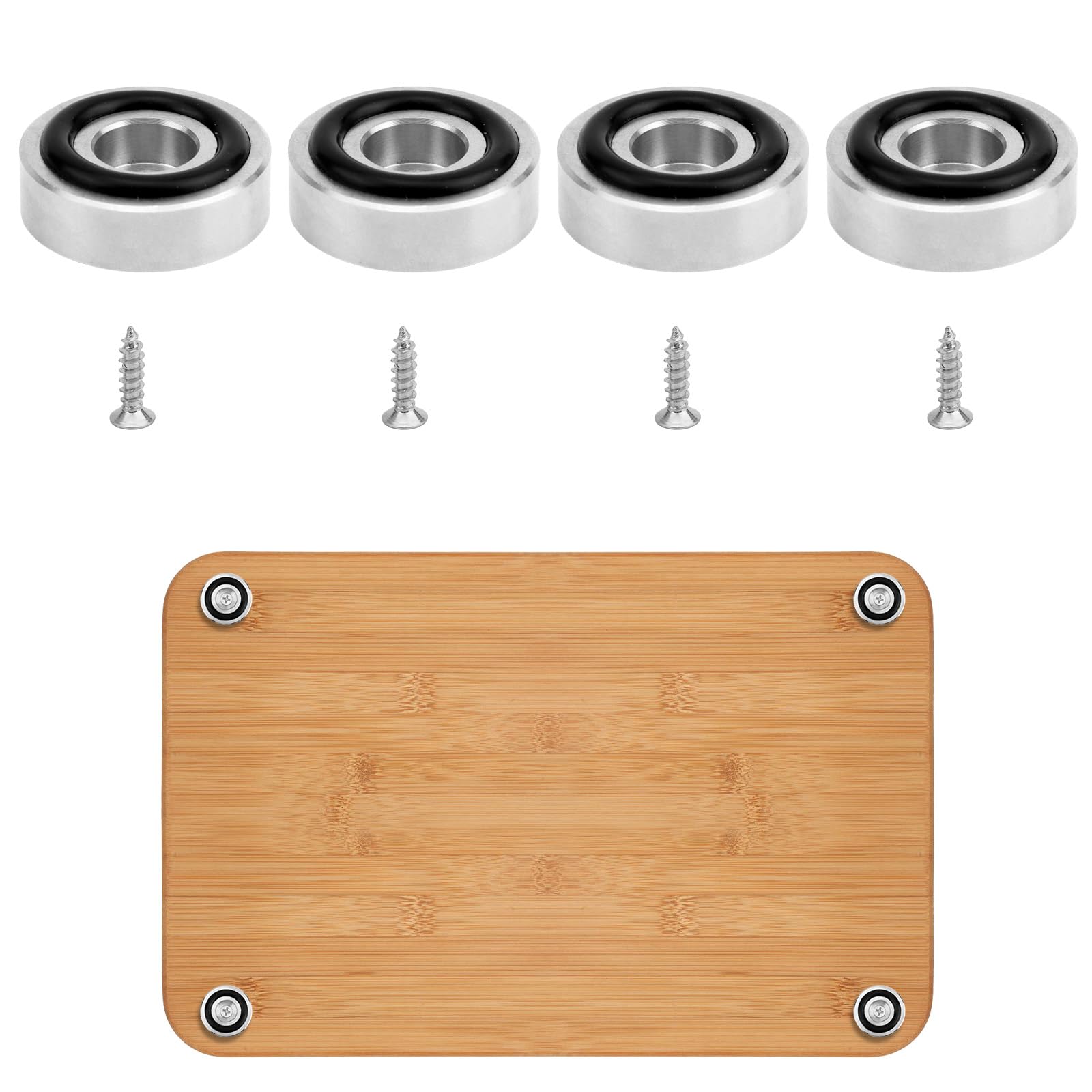 4pcs Stainless Steel Cutting Board Feet, 1.18x0.39in Metal Cutting Board Leg with Non-Slip Rubber Gasket & Screws for Kitchen Unfinished Chopping Blocks Countertop Protection Accessories