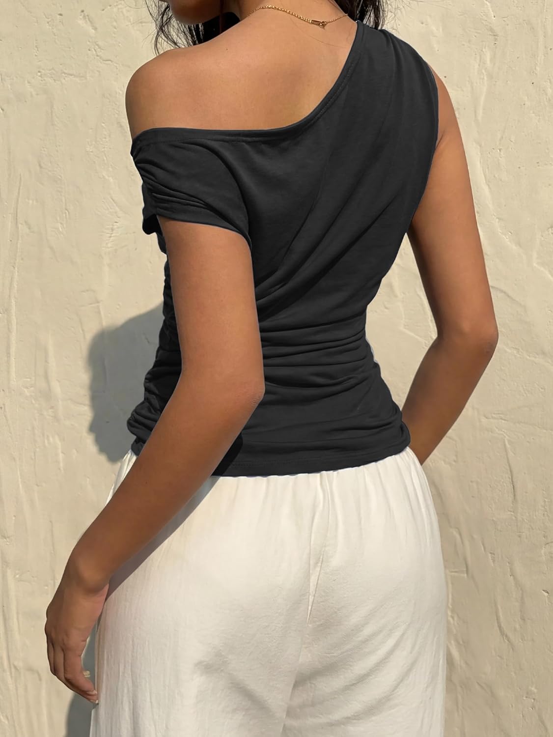 EMMIOL Off Shoulder Tops for Women Cute Sleeveless Polka Dot Shirts Ruched Sexy Going Out Tank Top Y2K Clothes - Image 3