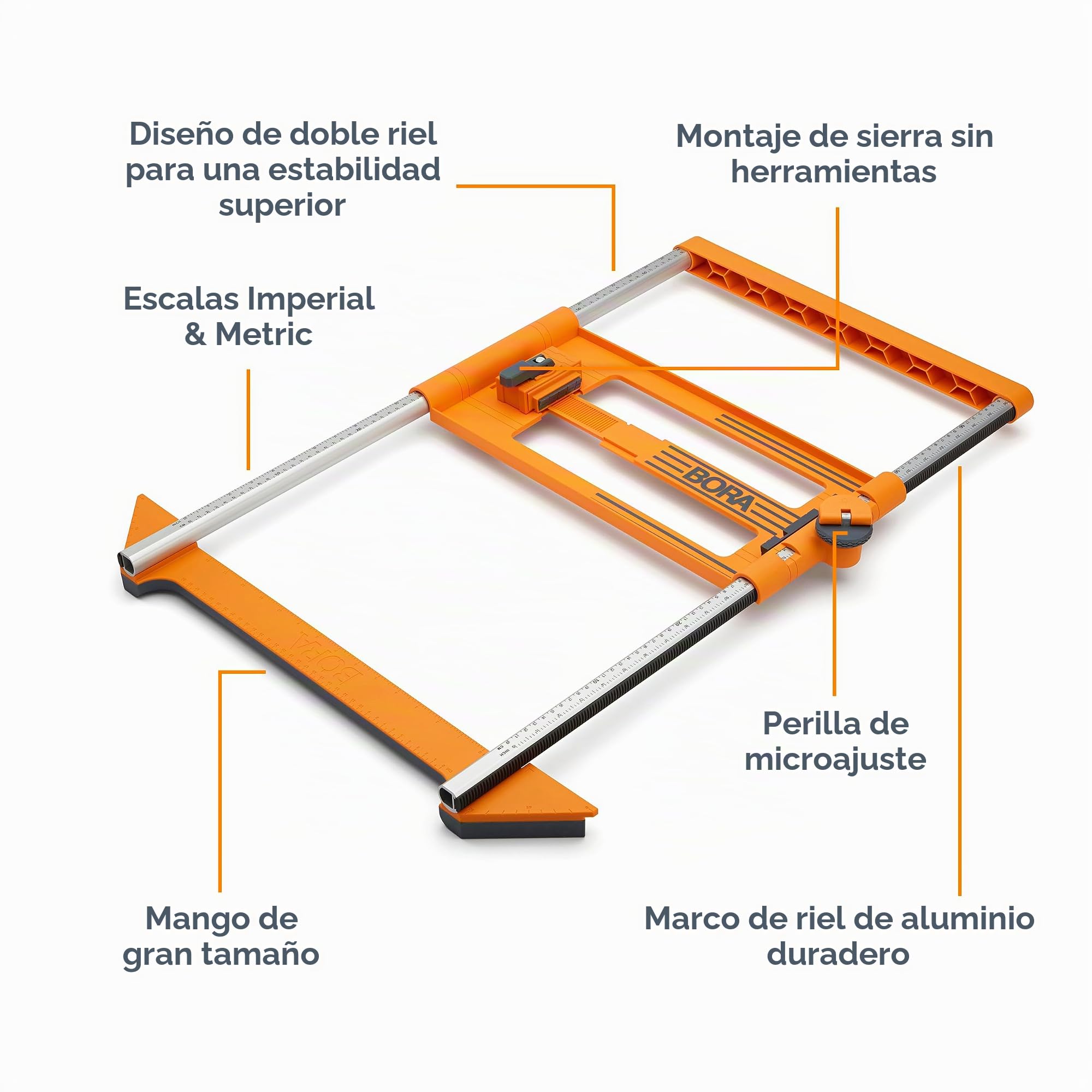 BORA NGX 546250 - Guía de corte de doble riel para sierras circulares