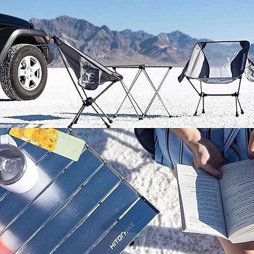 Miniatura 5 de HITORHIKE Mesas de campamento con mesa de aluminio ultraligera con bolsa de transporte para interiores, exteriores, mochileros, barbacoa, playa,