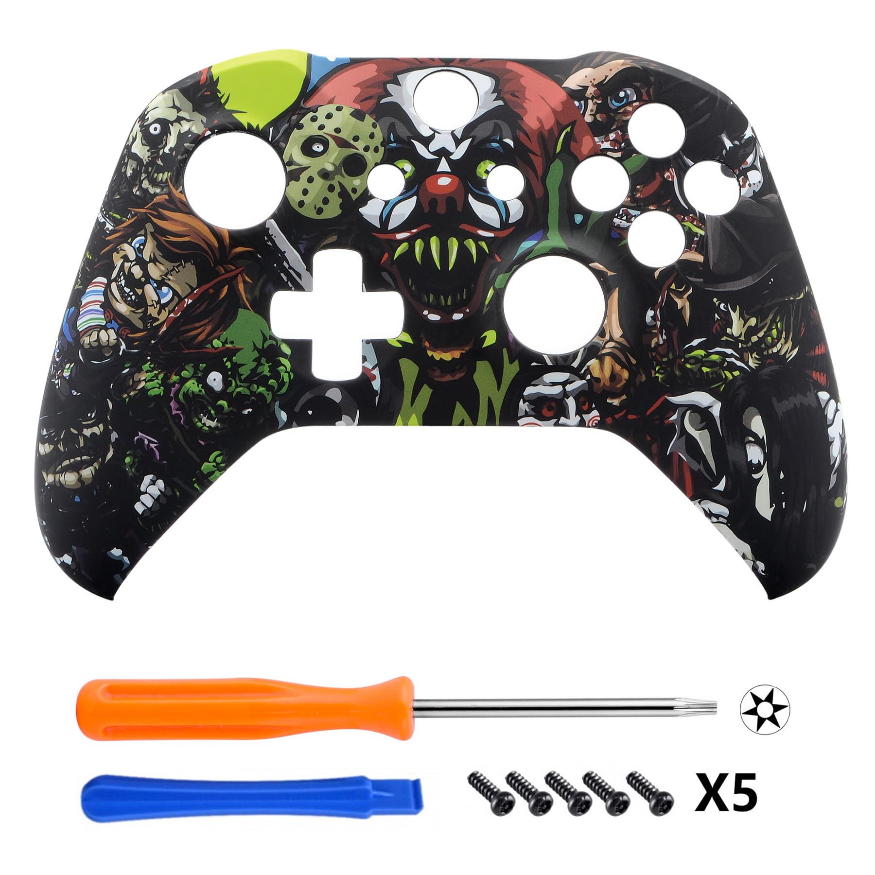 eXtremeRate Coque Avant de Remplacement pour Xbox One S/X Manette, Coque Avant avec Motifs pour Xbox One S/X Manette (Modèle 1708), Fête Effrayante - 3