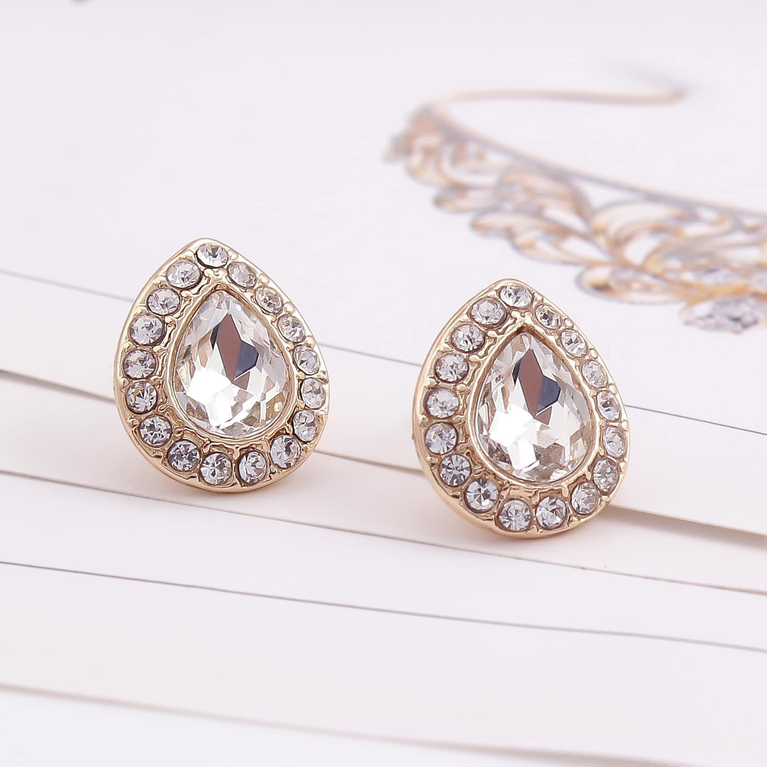 Bridesmaid Jewelry Set for Women,18K Gold & Silver & Rose Gold Pendant Necklace Earrings Bracelet Set,Dainty Gift for Wedding/Proposal/Party/Prom/Anniversary - Image 2