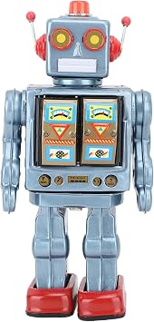 Wind Up Vintage Robot, Metal Tin Drumming Robot, Retro Classic Clockwork Spring for Collection, Xmas, Gifts, Party, Birthday, Festival