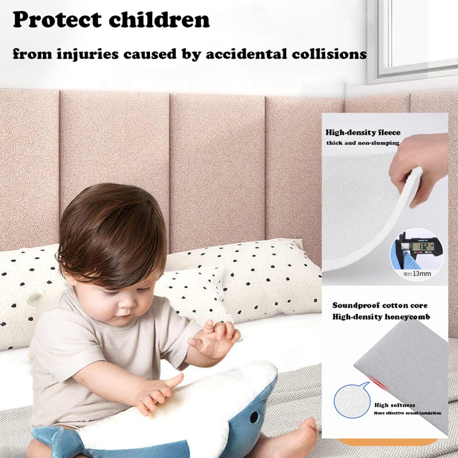 Tapis de Sol Anti-Collision pour Enfants, tête de lit autocollante, Panneaux muraux rembourrés, Isolation Thermique, Tapis en Mousse, revêtement Mural décoratif (Gris Clair, 10 pièces)