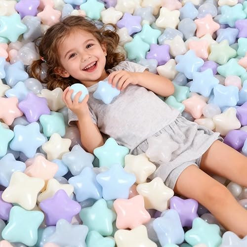 Miniatura 5 de GOGOSO 100 Bolas para corral de bolas con estrellas - Bolas de plástico suave rosadas, sin ftalatos, sin BPA, pelotas de juego para piscina de