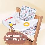Waterproof & Extra Padded Dining Chair Seat Cushion, Wipe Clean Cushion for Stokke Tripp Trapp High Chair, 18" L x 11" W, Cartoon Printing Each (Colorful Elephants)