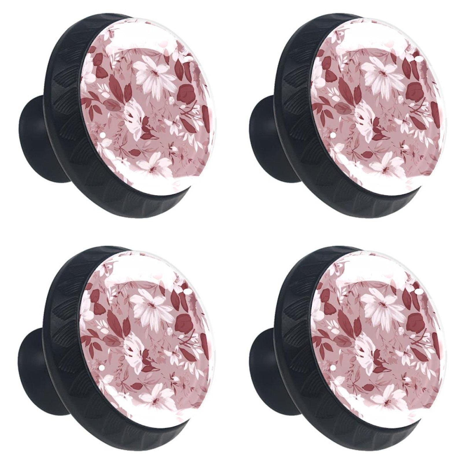 Boutons de tiroir en cristal en forme de rose, visserie incluse pour mobilier