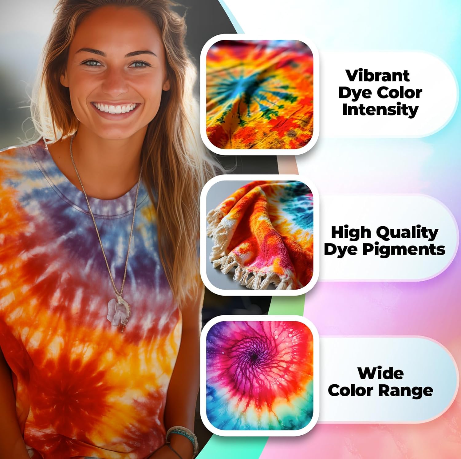 PRO Fiber Reactive MX 8 Color Dye Set - Permanent Tie Dye Powder with Soda Ash Fixer - Assorted 8 Color Kit for Tie Dye Shirt