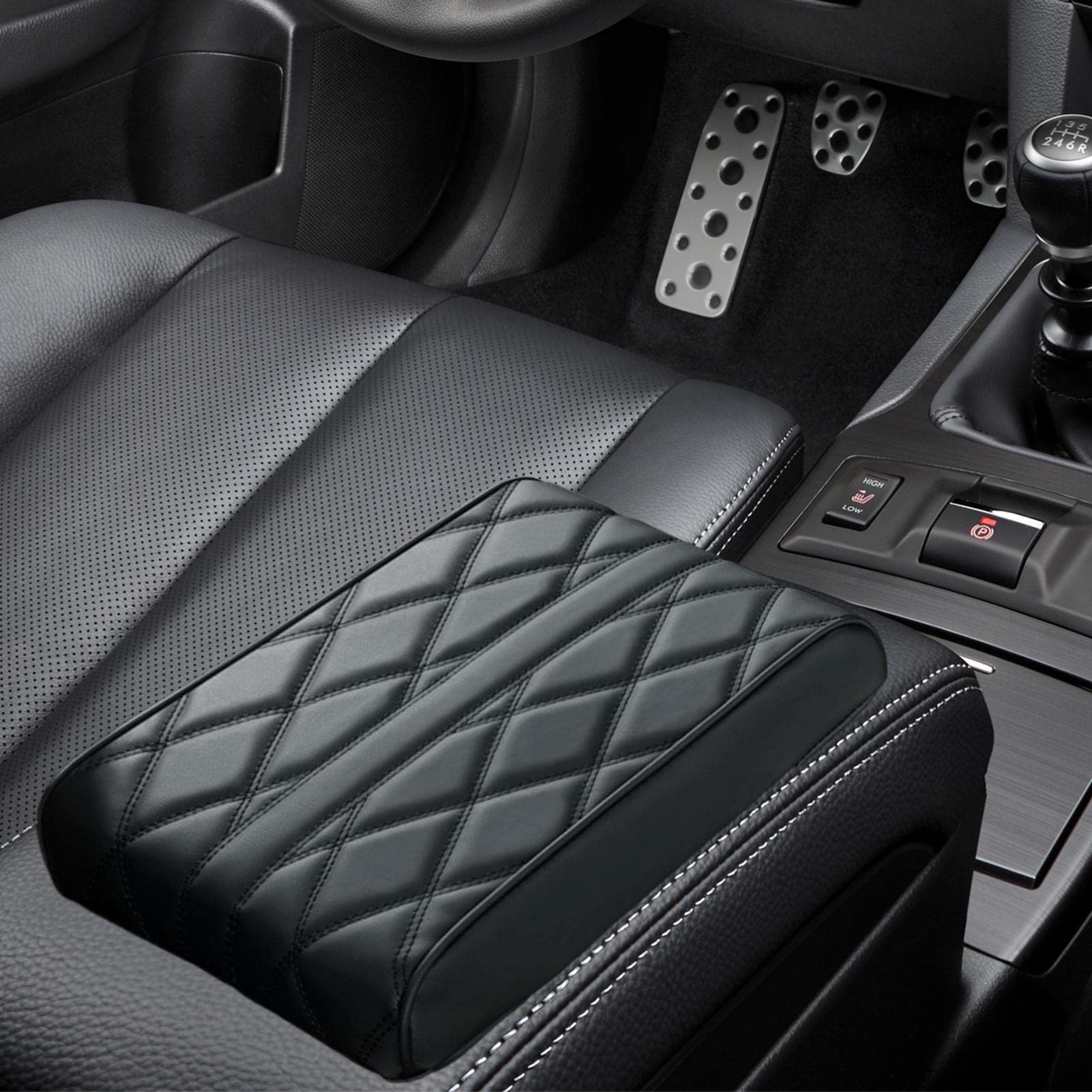 Copriconsole Auto Universale In Pelle Microfibra Con Tasca Laterale – Antiscivolo E Morbido
