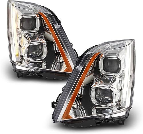 Miniatura 2 de AKKON - Para 2008-2014 Cadillac CTS modelo halógeno doble proyector carcasa cromada Switchback LED faros