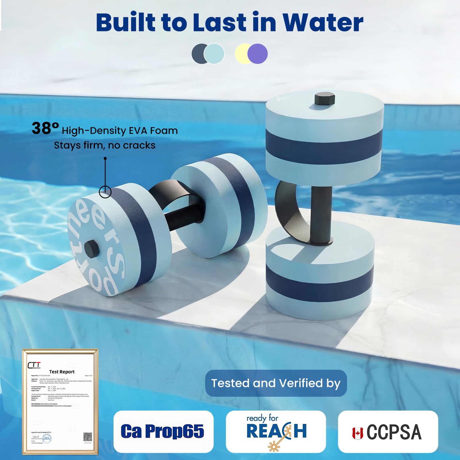Sportneer Aqua Hanteln, 2er-Set Eva Schaumstoff Wasserhanteln für Wassergymnastik Aquafitness Aquajogging, Wasser Hanteln Wassergymnastik Zubehör für das Aqua Training