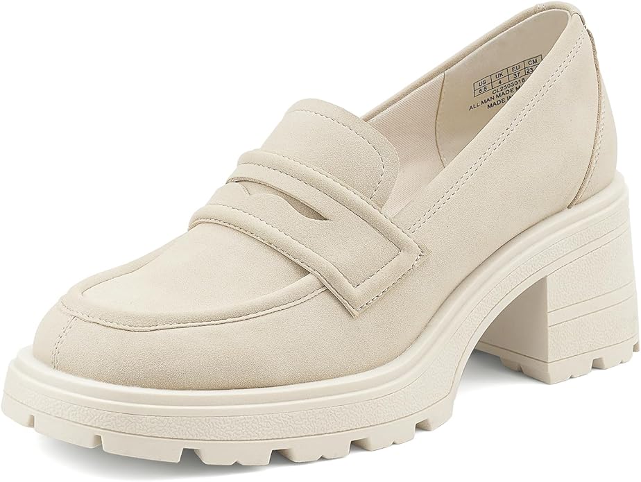 Beige Suede Chunky Loafers
