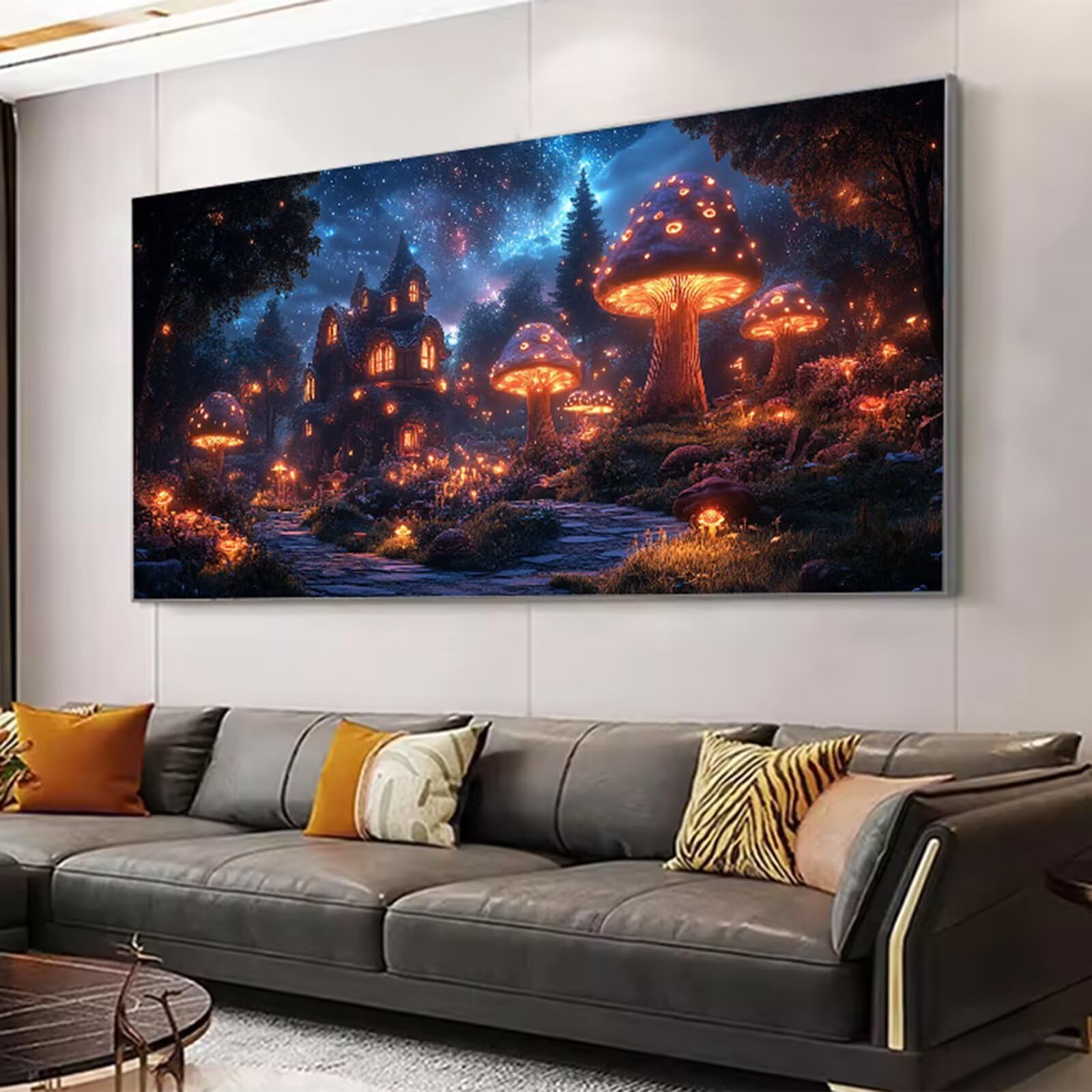 las malowanie według numerów dorosłych, DIY malowanie według numerów dorosłych, grzyb Paint by Numbers Adult Obraz olejny na płótnie z 3 pędzlami i pigmentem akrylowym Home Decor, 80x160cm J3-214