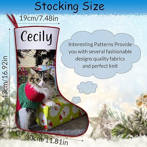 Miniatura 9 de Amlion Medias de Navidad con diseño de pez gato personalizadas con nombre, razas de gatos personalizadas, calcetines de Navidad, regalos para el