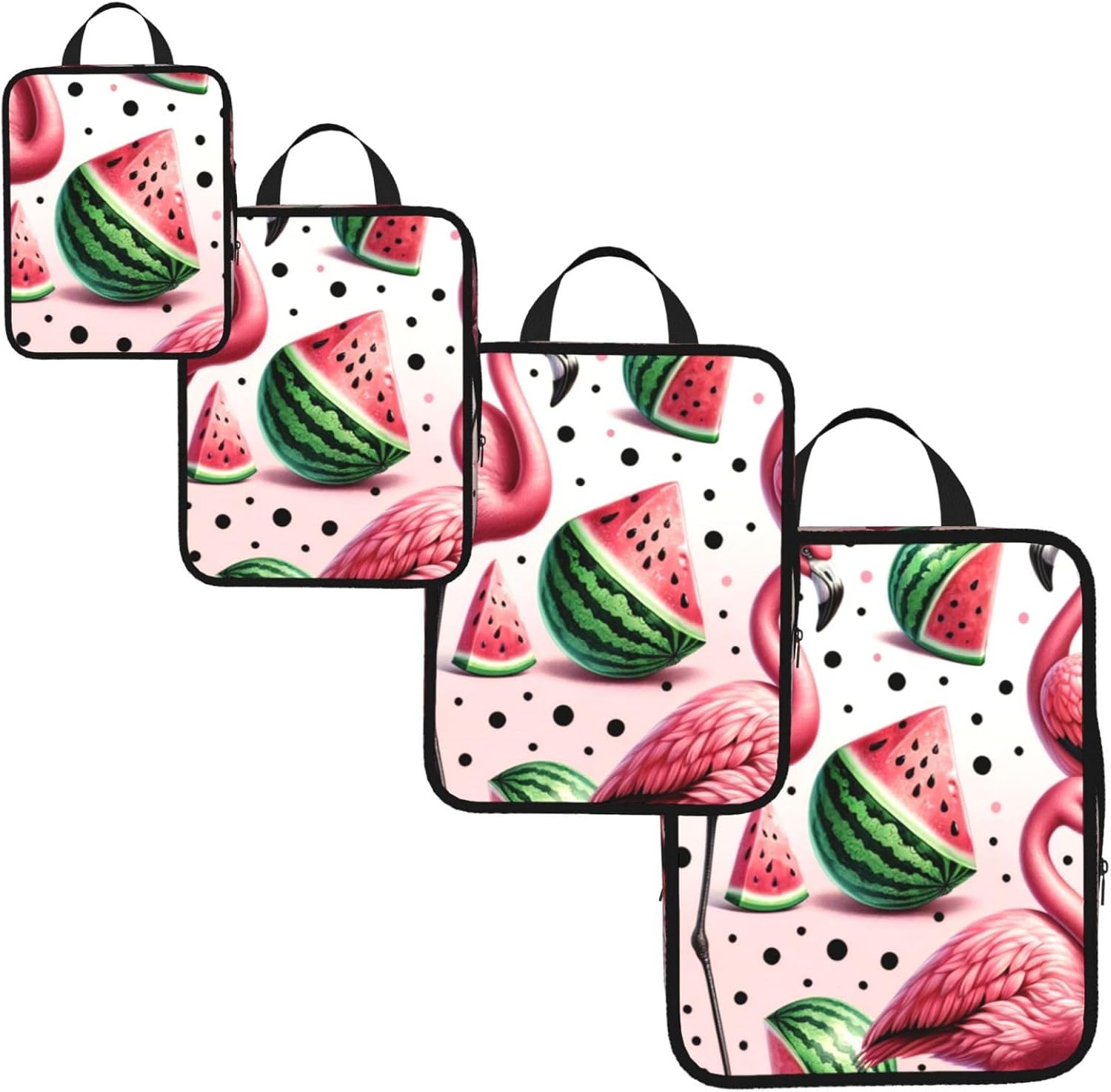 4 Set Summery-Cute-Flamingo-Watermelon Compression Packing Cubes image 2