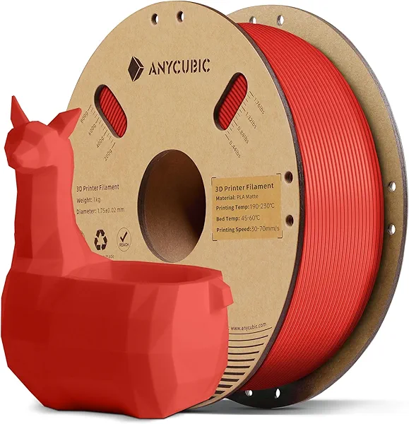 ANYCUBIC Matte PLA Filament 1.75mm, 3D Printing PLA Filament 1.75mm Dimensional Accuracy +/- 0.02mm, 1KG Spool (2.2 lbs), Matte Red 1kg Matte Red
