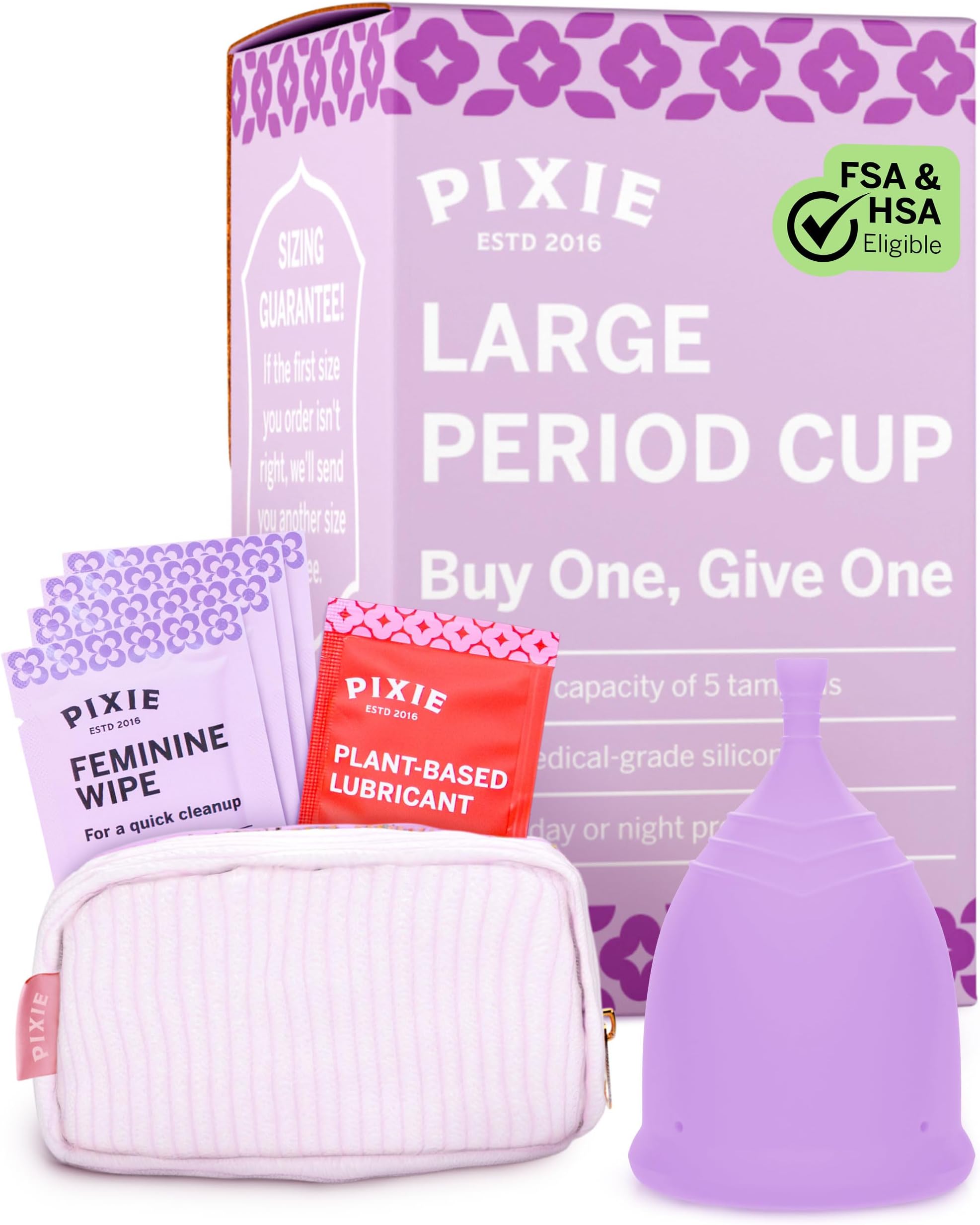 Soft, Safe, Reusable Menstrual Cup - Ranked 1 for The Best Tampon Alternative - 100% Medical-Grade Silicone Period Cup for Feminine Care - Buy One We Give One (Purple, Large)