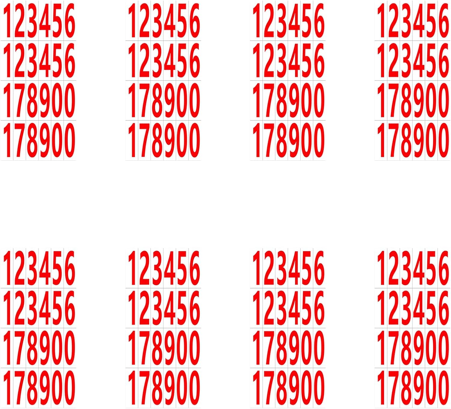 8 Sheets Number Stickers,Waterproof Number Stickers,76 * 25mm large
