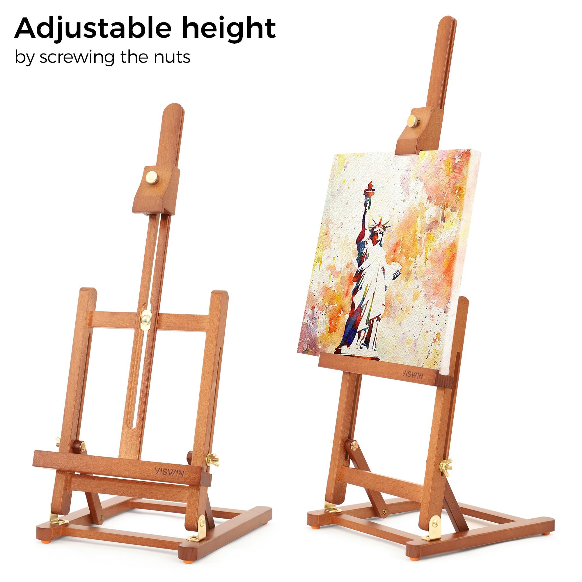 VISWIN 25" H Small H-Frame Tabletop Easel, Adjustable Beech Wood Art Table Top Easel for Painting Holds Canvas up to 16" - Image 4