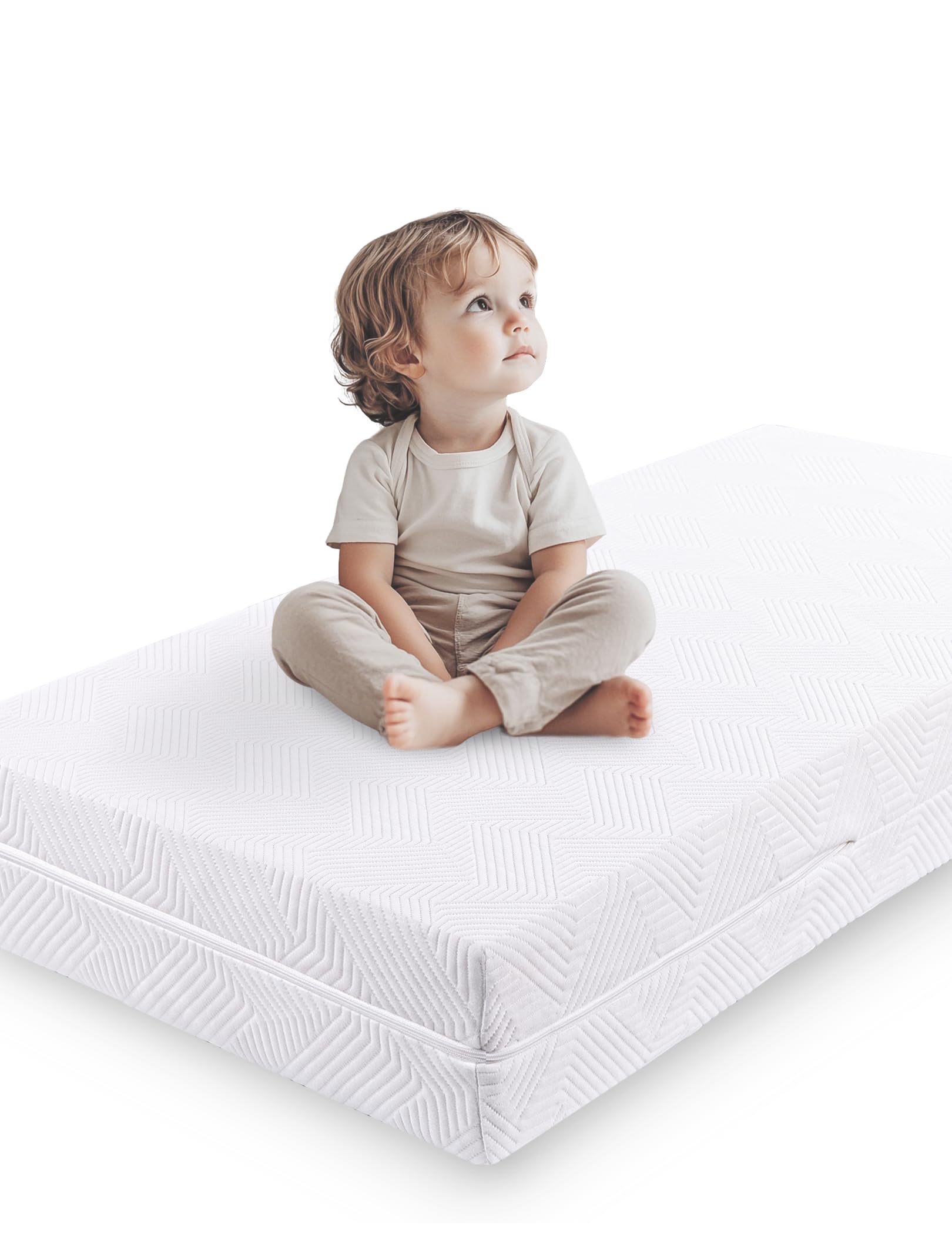 Babelio Ergonomic Zoning Crib Mattress Dual-Sided Memory Foam Waterproof 6" Thick Toddler Mattress with Zipper Cover, Fits Standard Crib