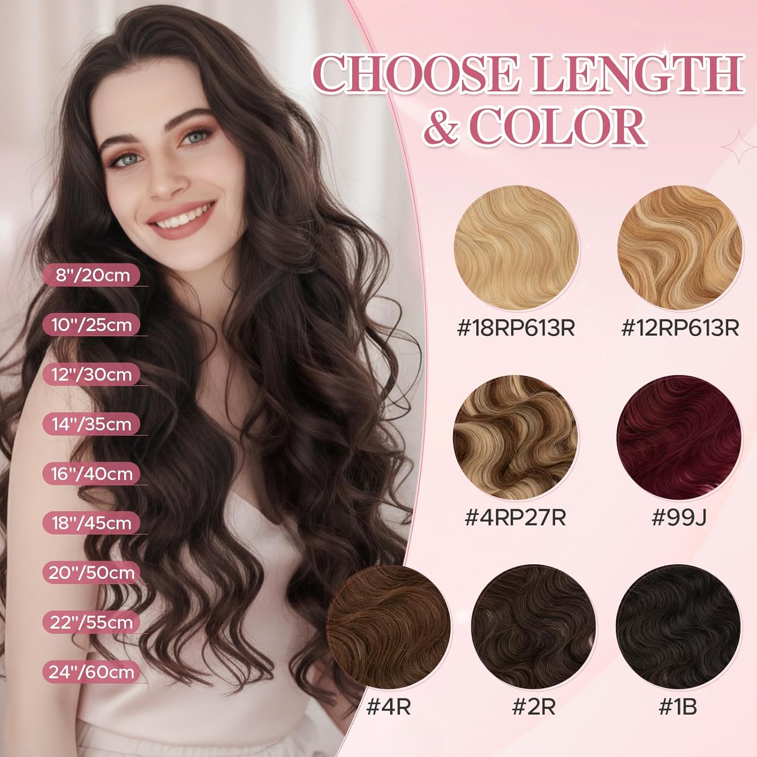 SEGO Halo Hair Extensions Real Human Hair Remy Wavy Invisible Wire Hair Extensions for Women Transparent Fish Line Adjustable Size -16 Inch 65g #4RP27R Medium Brown&Dark Blonde