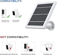 Vista 2 de OLAIKE Panel solar para anillo Stick Up Cam batería/enchufe, cargador solar impermeable de carga continua con cable de alimentación impermeable