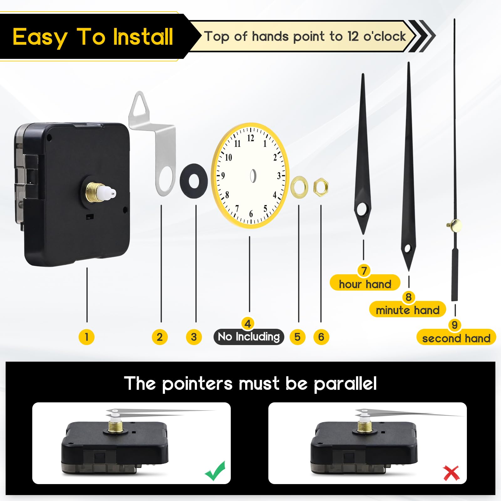 2x Lautlose Uhrwerke Set Mit Zeigern - DIY Uhrenersatz Quarzmechanismus