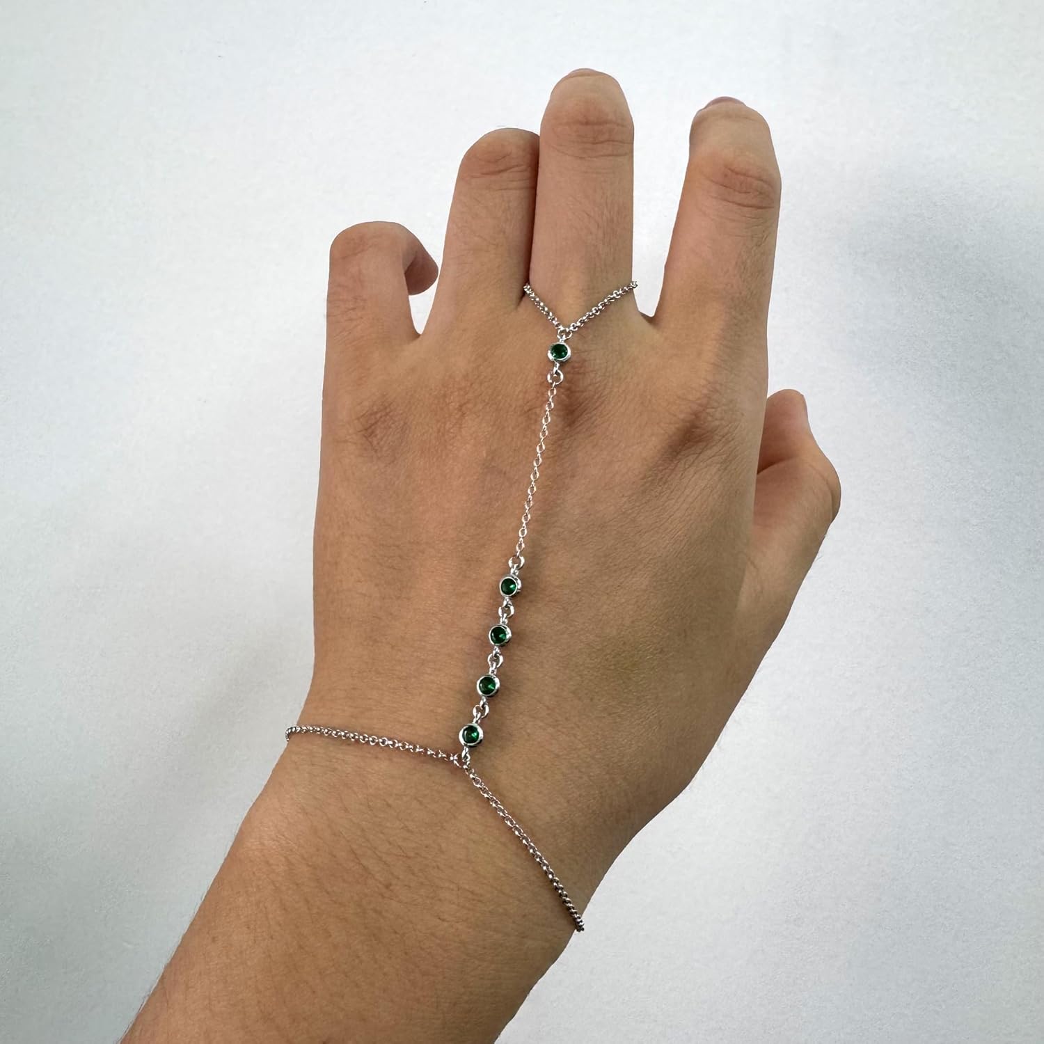 925 Sterling Silver Finger Ring Bracelet Hand Chain for Women, Slave Bracelets 7" to 9" Adjustable - Image 2