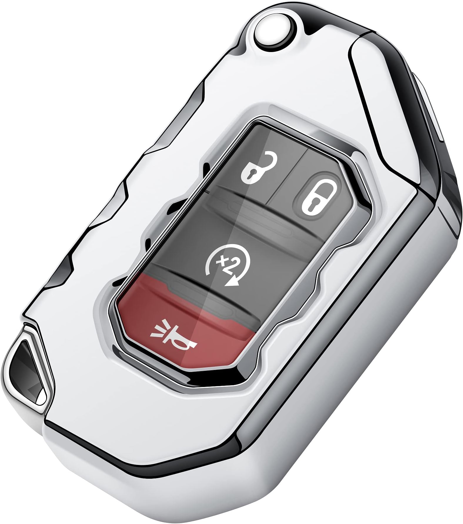 Tukellen for Jeep Key Fob Cover Premium Soft Full Protection Key Shell Key Case Compatible with 2020-2026 Gladiator JT Sahara JLU 2018-2026 Wrangler JL JLU Rubicon(Silver)