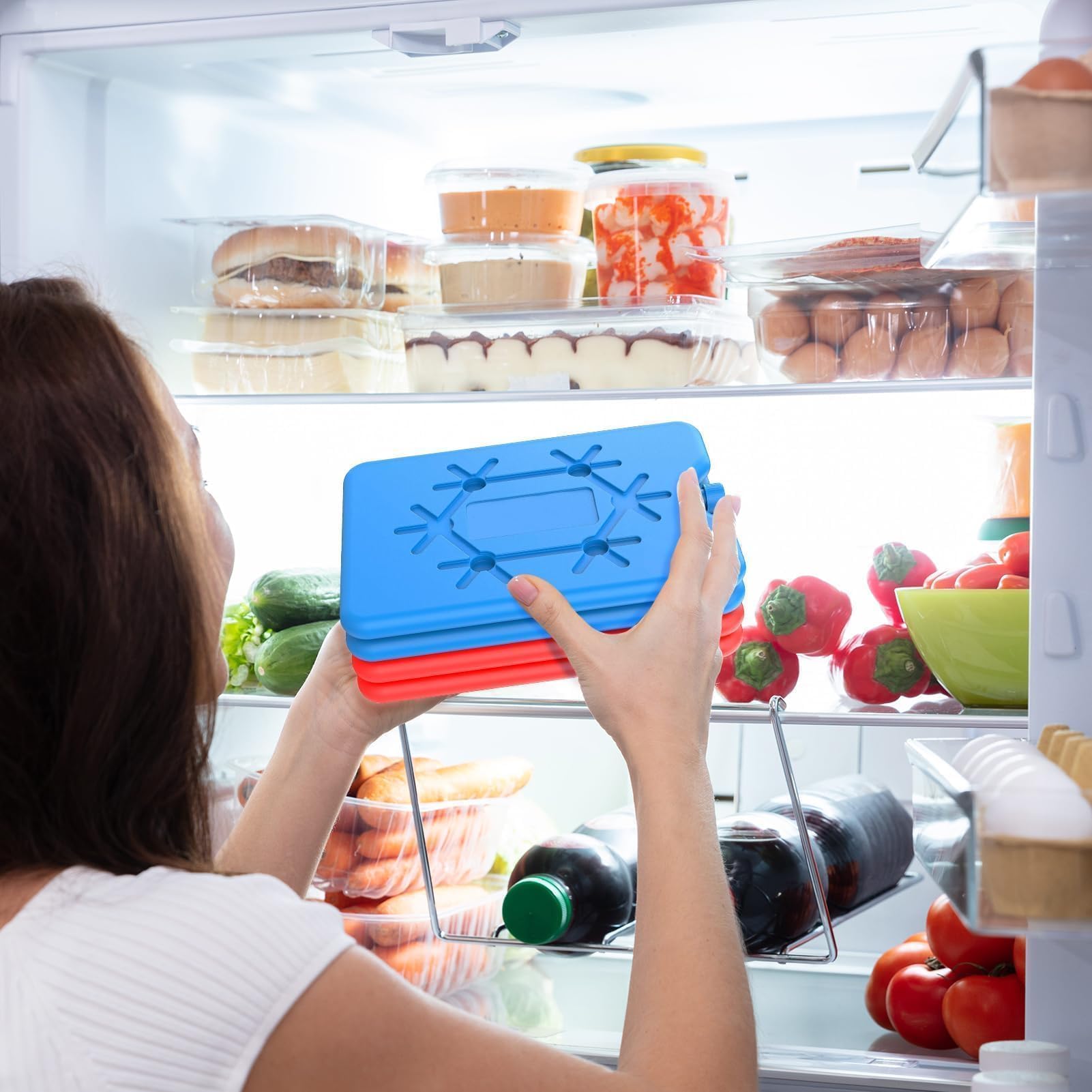 Ghiaccio per Borsa Termica, 4 Ogni 200 ml mattonelle Ghiaccio, Elementi refrigeranti, riutilizzabili, Extra Sottile e Lunga capacità di Raffreddamento per Viaggiare
