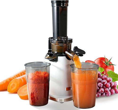 VEVOR Exprimidor de masticación, máquina exprimidora de prensado en frío, extractor de jugo con alto rendimiento de jugo, fácil de limpiar con